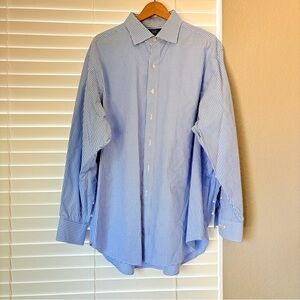 Polo Ralph Lauren Men’s Button Up Dress Shirt Blue Plaid Classic Fit Sz 18 34/35